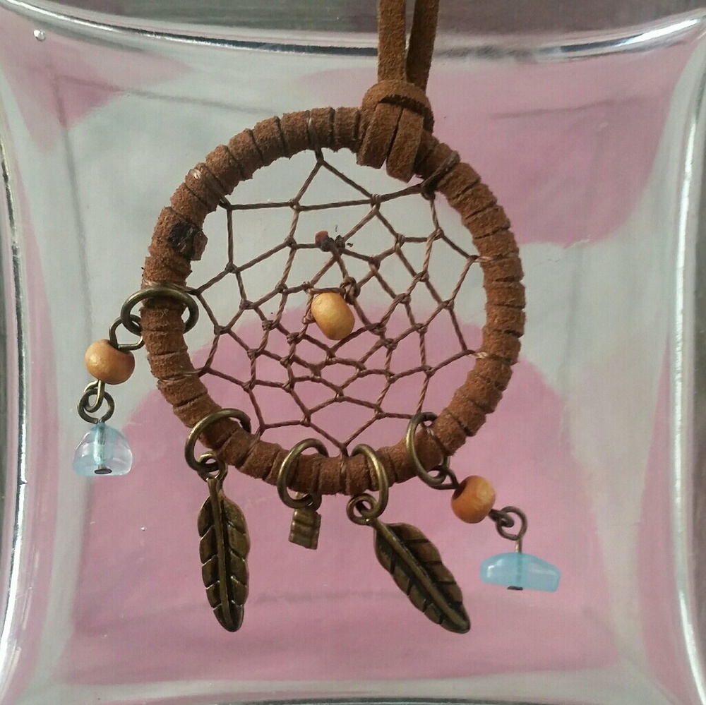 Dream Catcher Long Leather Strap Necklace